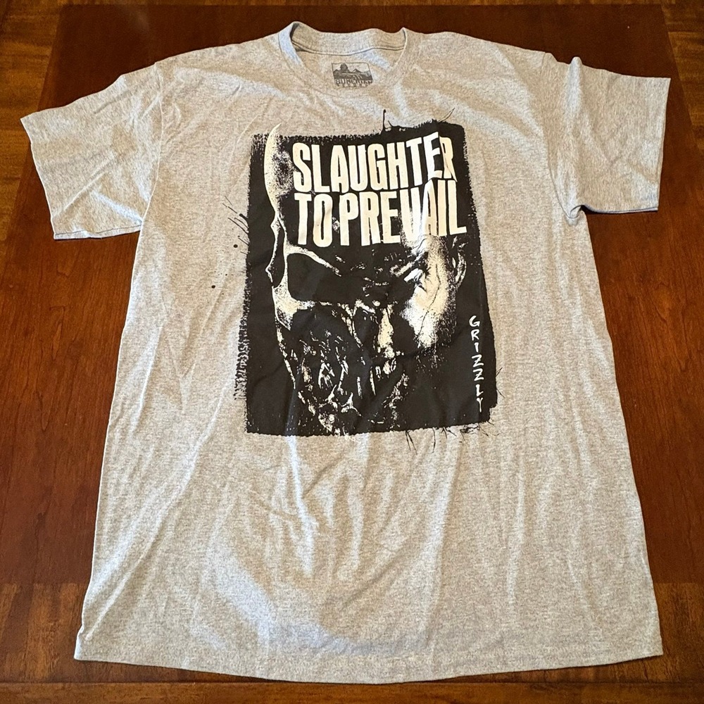 Slaughter to Prevail Shirt Large Gray Sumerian Records Deathcore Metal Grizzly